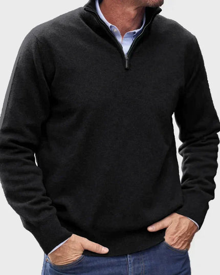 Men's Mock Neck Pullover with a Quarter-Zip Collar