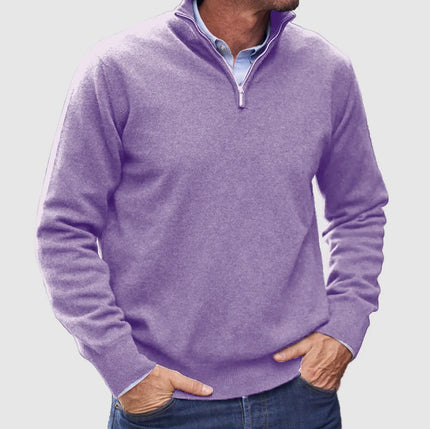 Men's Mock Neck Pullover with a Quarter-Zip Collar