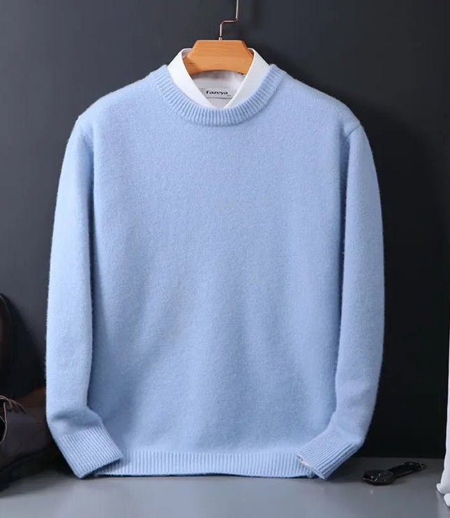 Men's Mohair Knit Crewneck Winter Pullover Sweater