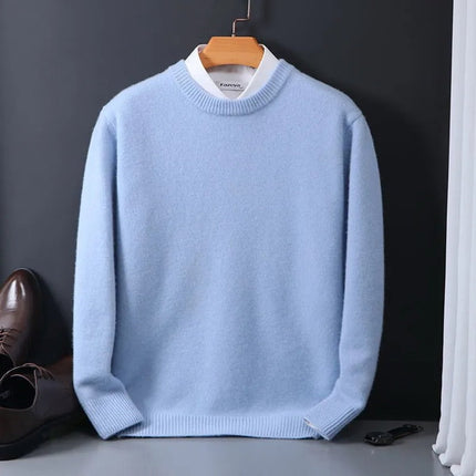 Men's Mohair Knit Crewneck Winter Pullover Sweater