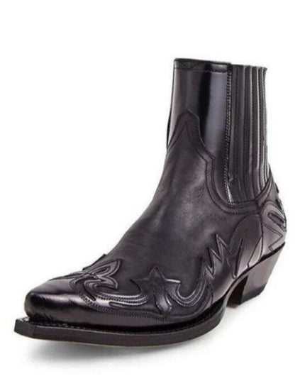 Men's Pointed-Toe Western Boots with Stitched Detail