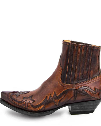 Men's Pointed-Toe Western Boots with Stitched Detail