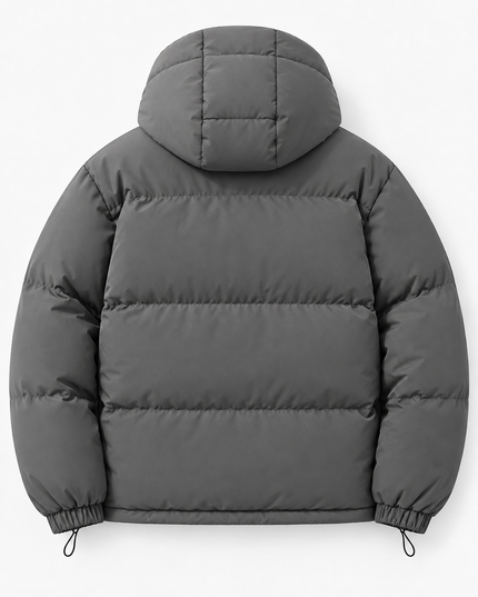 Men's Puffer Jacket in Funnel-Neck Style with a Hood