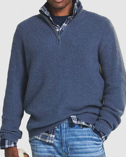 Men's Quarter-Zip Mock Neck Chunky Knit Sweater