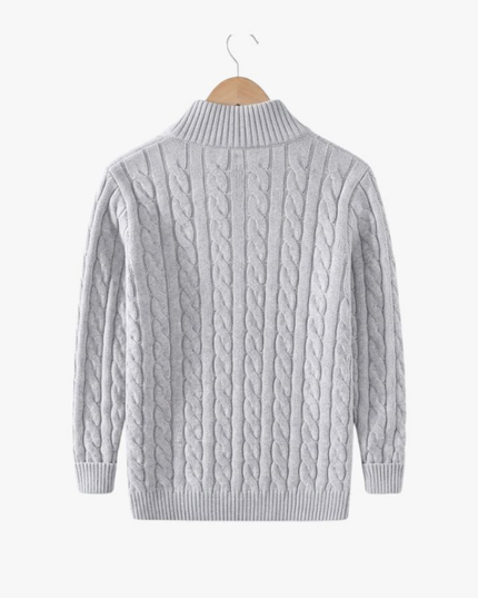 Men's Quarter-Zip Pullover with a Cable Knit Mock Neck