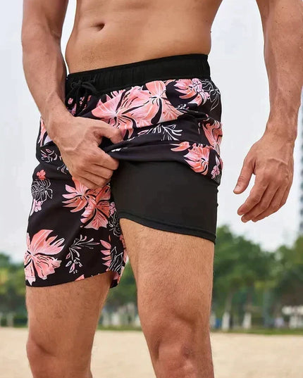 Men's Quick-Dry Swim Shorts with a Compression Liner