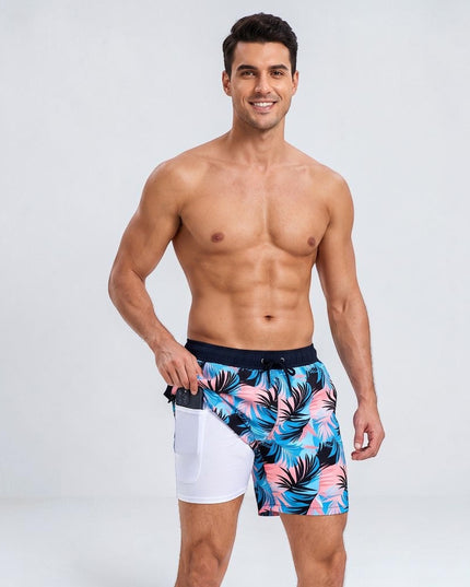 Men's Quick-Dry Swim Shorts with a Compression Liner