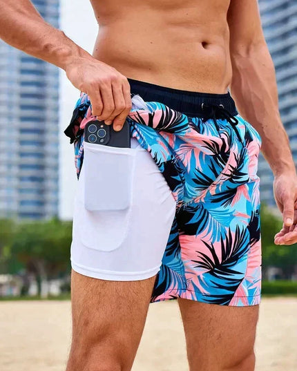 Men's Quick-Dry Swim Shorts with a Compression Liner