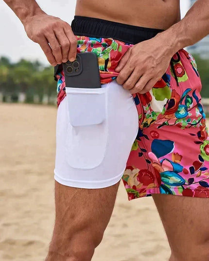 Men's Quick-Dry Swim Shorts with a Compression Liner