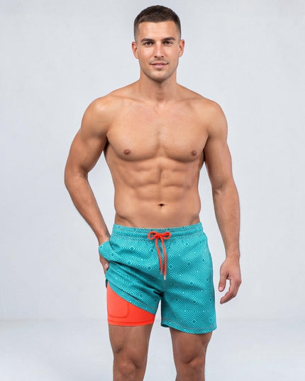 Men's Quick-Dry Swim Shorts with a Compression Liner