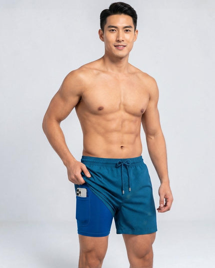 Men's Quick-Dry Swim Shorts with a Compression Liner