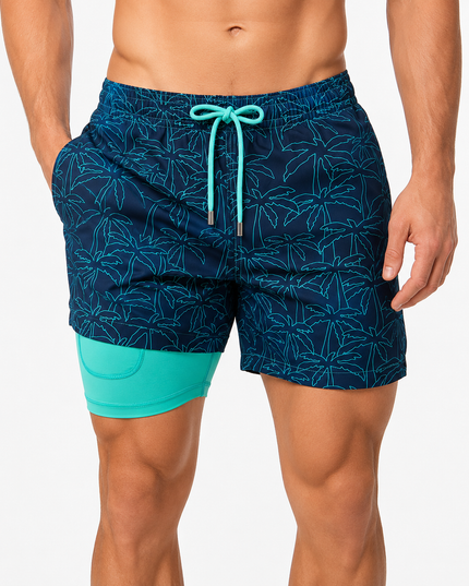 Men's Quick-Dry Swim Shorts with a Compression Liner