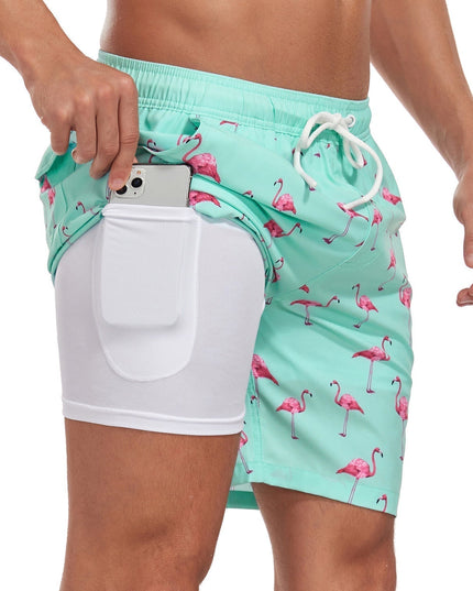 Men's Quick-Dry Swim Shorts with a Compression Liner