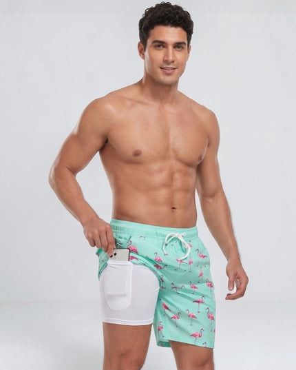 Men's Quick-Dry Swim Shorts with a Compression Liner