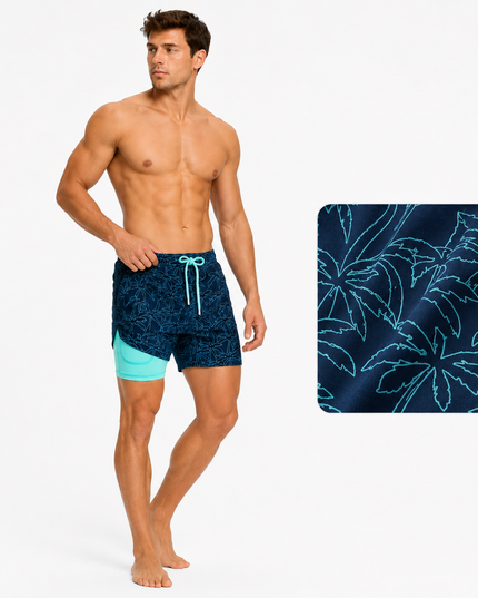 Men's Quick-Dry Swim Shorts with a Compression Liner