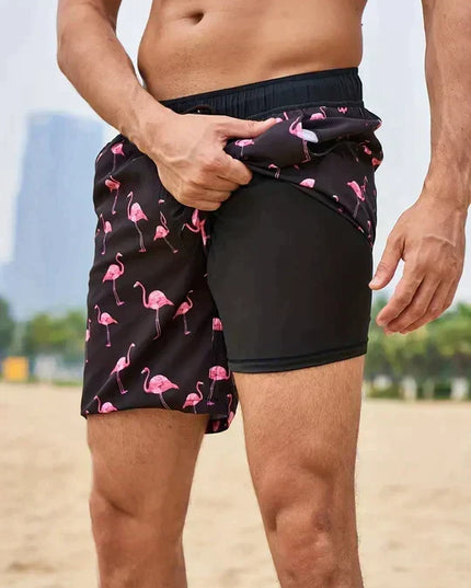 Men's Quick-Dry Swim Shorts with a Compression Liner