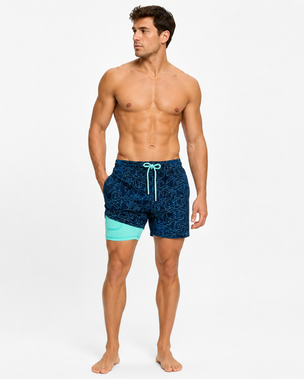 Men's Quick-Dry Swim Shorts with a Compression Liner