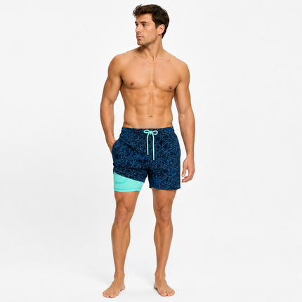 Men's Quick-Dry Swim Shorts with a Compression Liner