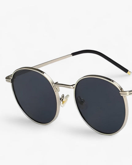 Men's Retro Round Sunglasses with a Double Bridge Detail