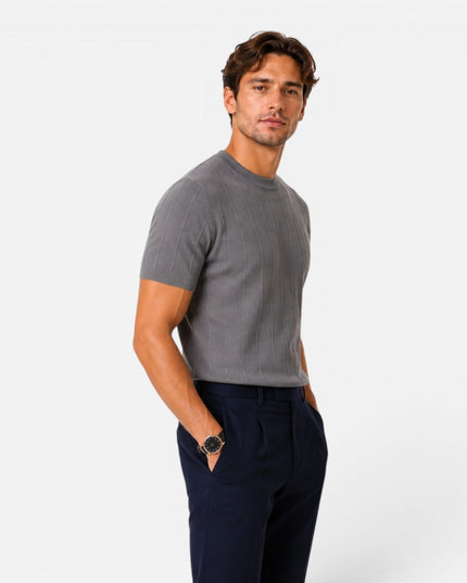 Men's Ribbed Knit T-Shirt in a Slim Fit
