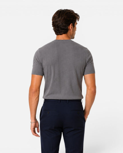 Men's Ribbed Knit T-Shirt in a Slim Fit
