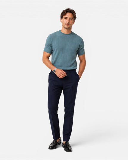 Men's Ribbed Knit T-Shirt in a Slim Fit