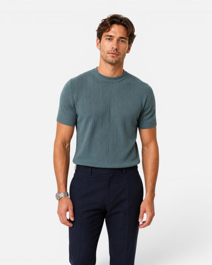 Men's Ribbed Knit T-Shirt in a Slim Fit