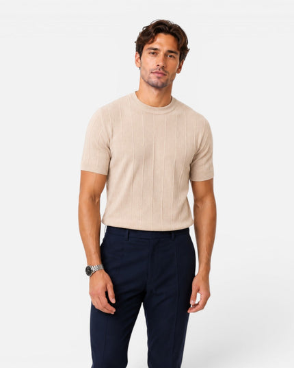 Men's Ribbed Knit T-Shirt in a Slim Fit
