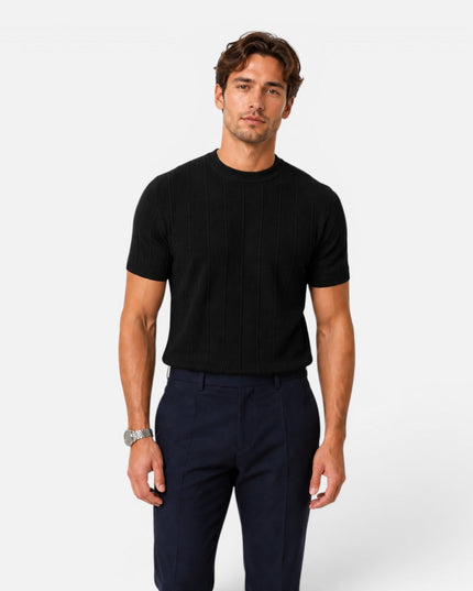 Men's Ribbed Knit T-Shirt in a Slim Fit