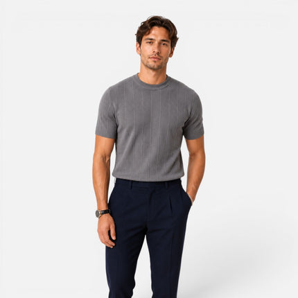 Men's Ribbed Knit T-Shirt in a Slim Fit