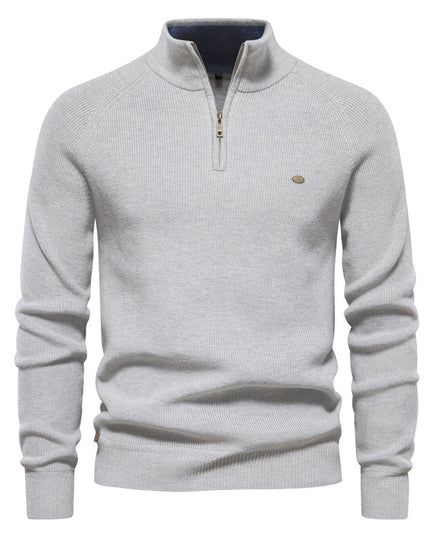 Men's Ribbed Sweater with a Short Front Zip