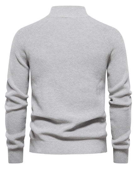 Men's Ribbed Sweater with a Short Front Zip