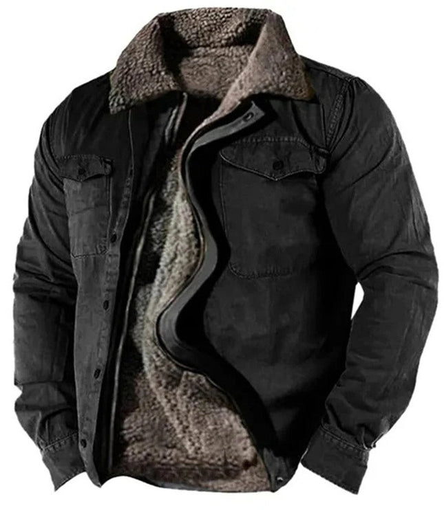 Men's Sherpa Lined Western Snap Front Shirt Jacket