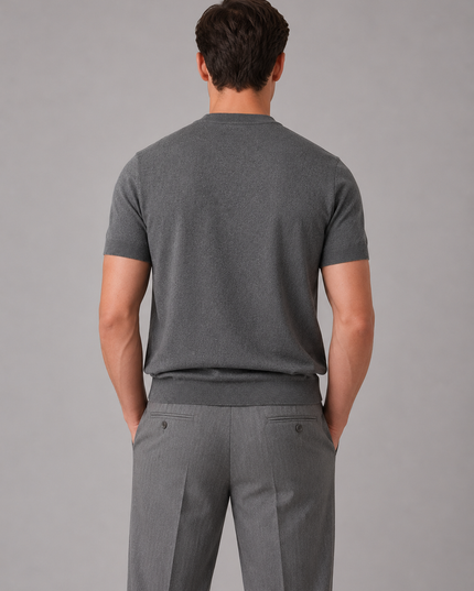 Men's Short-Sleeve Knit T-Shirt with a Ribbed Crewneck