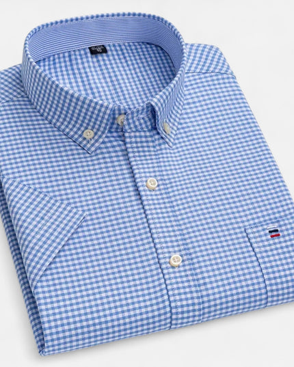 Men's Short Sleeve Oxford Shirt with a Button-Down Collar