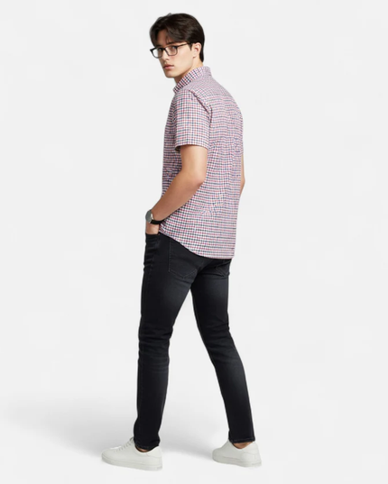 Men's Short Sleeve Oxford Shirt with a Button-Down Collar