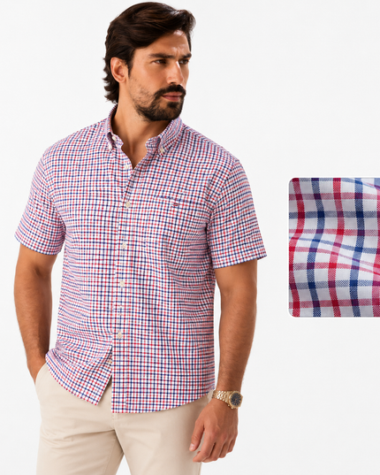 Men's Short Sleeve Oxford Shirt with a Button-Down Collar