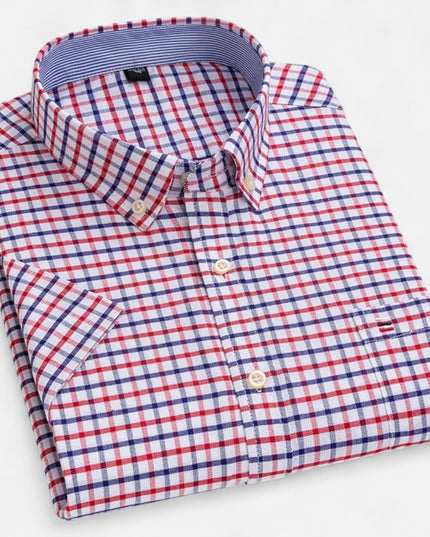 Men's Short Sleeve Oxford Shirt with a Button-Down Collar