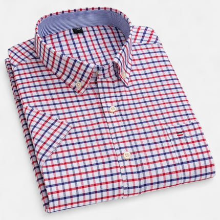Men's Short Sleeve Oxford Shirt with a Button-Down Collar