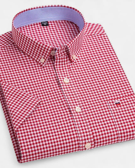 Men's Short Sleeve Oxford Shirt with a Button-Down Collar
