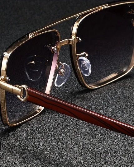 Men's Square Sunglasses in a Rimless Gold Frame