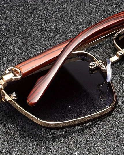 Men's Square Sunglasses in a Rimless Gold Frame