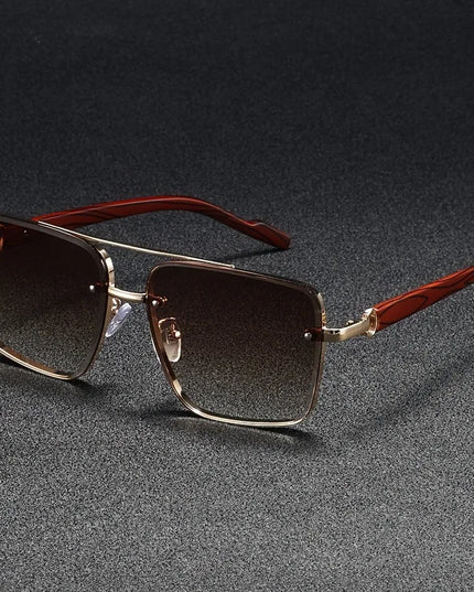 Men's Square Sunglasses in a Rimless Gold Frame