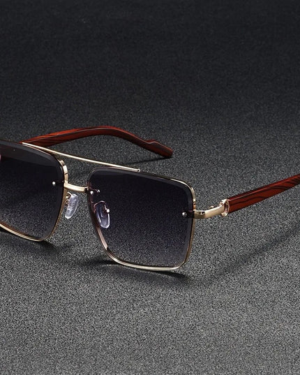 Men's Square Sunglasses in a Rimless Gold Frame