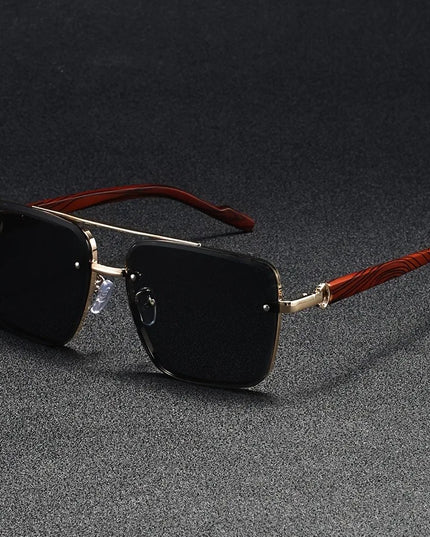 Men's Square Sunglasses in a Rimless Gold Frame
