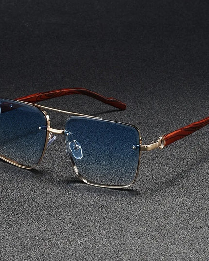 Men's Square Sunglasses in a Rimless Gold Frame