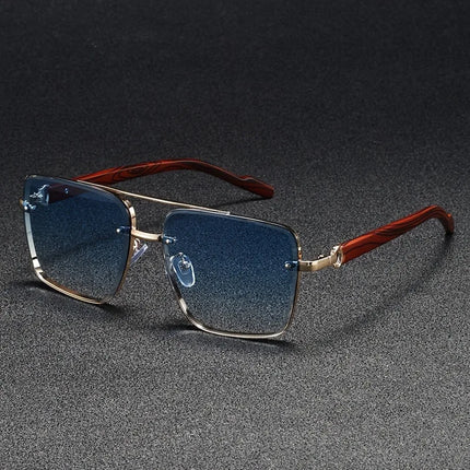 Men's Square Sunglasses in a Rimless Gold Frame
