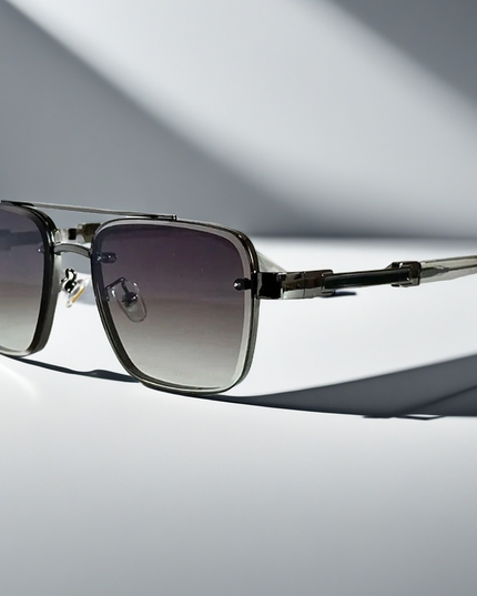 Men's Square Sunglasses with a Double Metal Bridge