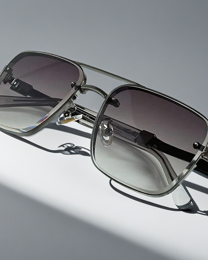 Men's Square Sunglasses with a Double Metal Bridge