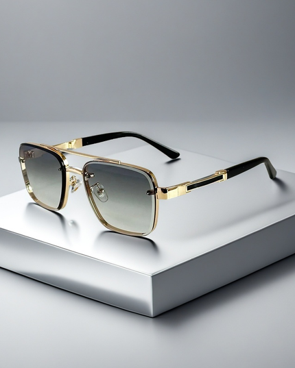 Men's Square Sunglasses with a Double Metal Bridge